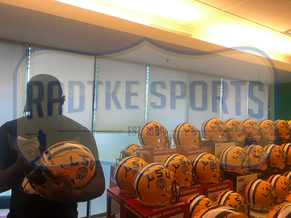 Patrick Peterson Signed LSU Tigers Schutt Authentic Yellow NCAA Helmet Patrick Peterson Helmet patrick-peterson-lsu-tigers-schutt-yellow, LSU Tigers, view 2, supplier stock photo