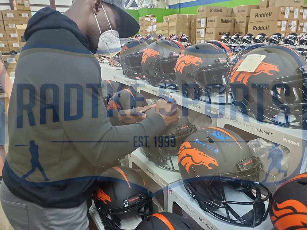 Terrell Davis Signed Denver Broncos Speed Authentic Eclipse NFL Helmet with “Bronco 4 Life” Inscription Terrell Davis Helmet terrell-davis-denver-broncos-speed-eclipse, Denver Broncos, view 2, supplier stock photo