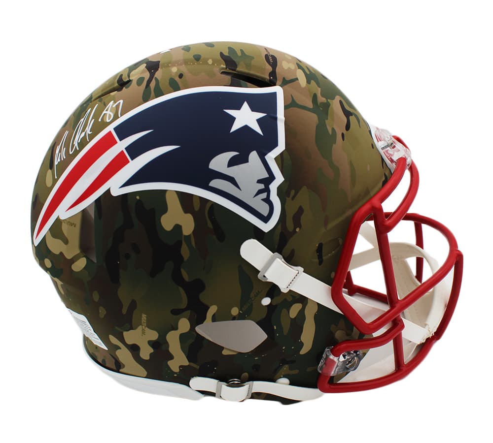 Rob Gronkowski Signed New England Patriots Speed Authentic Camo NFL Helmet Rob Gronkowski Helmet rob-gronkowski-england-patriots-speed-camo, New England Patriots, view 2, supplier stock photo