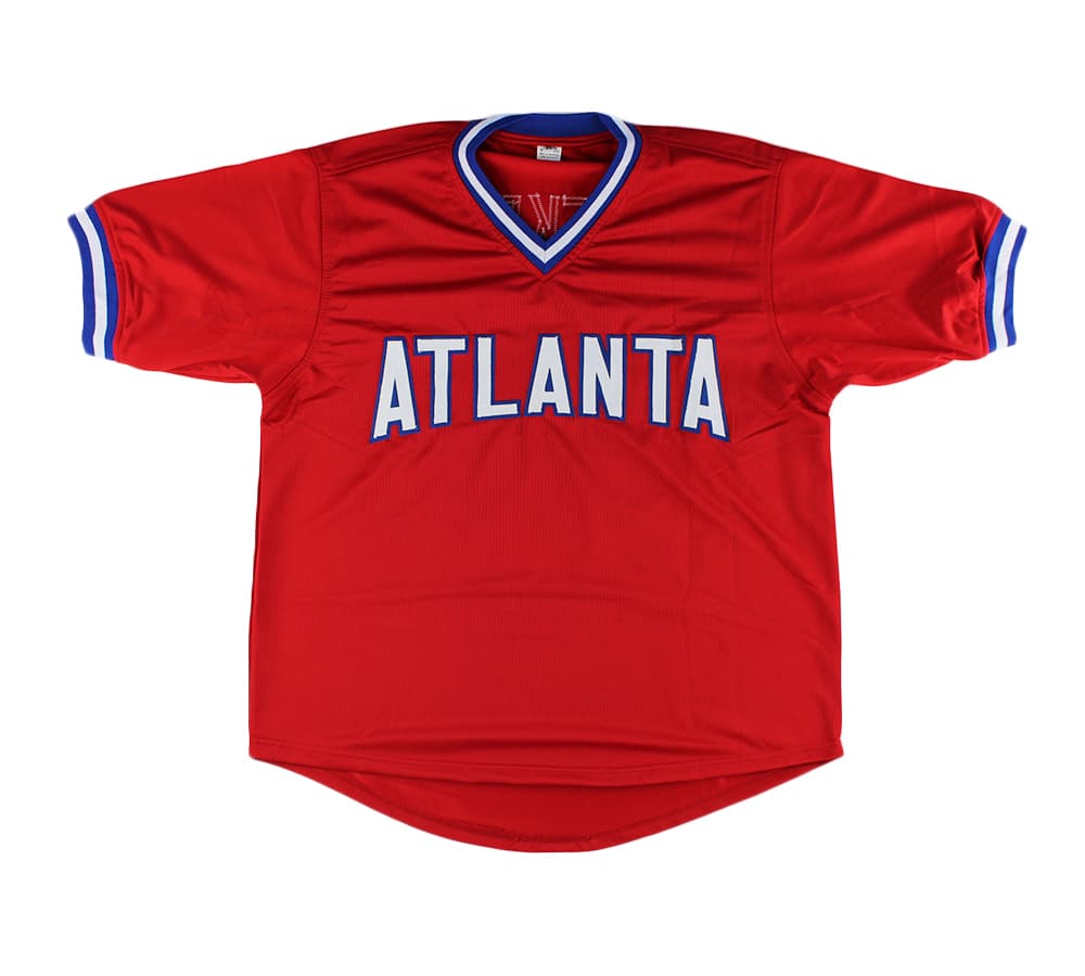 Phil Niekro Signed Atlanta Custom Red Jersey with “HOF 97” Inscription Phil Niekro Jersey phil-niekro-atlanta-red-hof-97, view 3, supplier stock photo