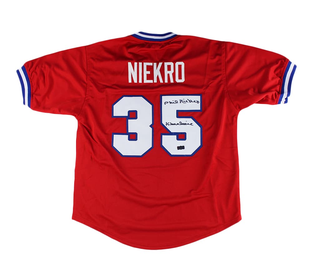 Phil Niekro Signed Atlanta Custom Red Jersey with “Knucksie” Inscription Phil Niekro Jersey phil-niekro-atlanta-red-knucksie-inscription, supplier stock photo