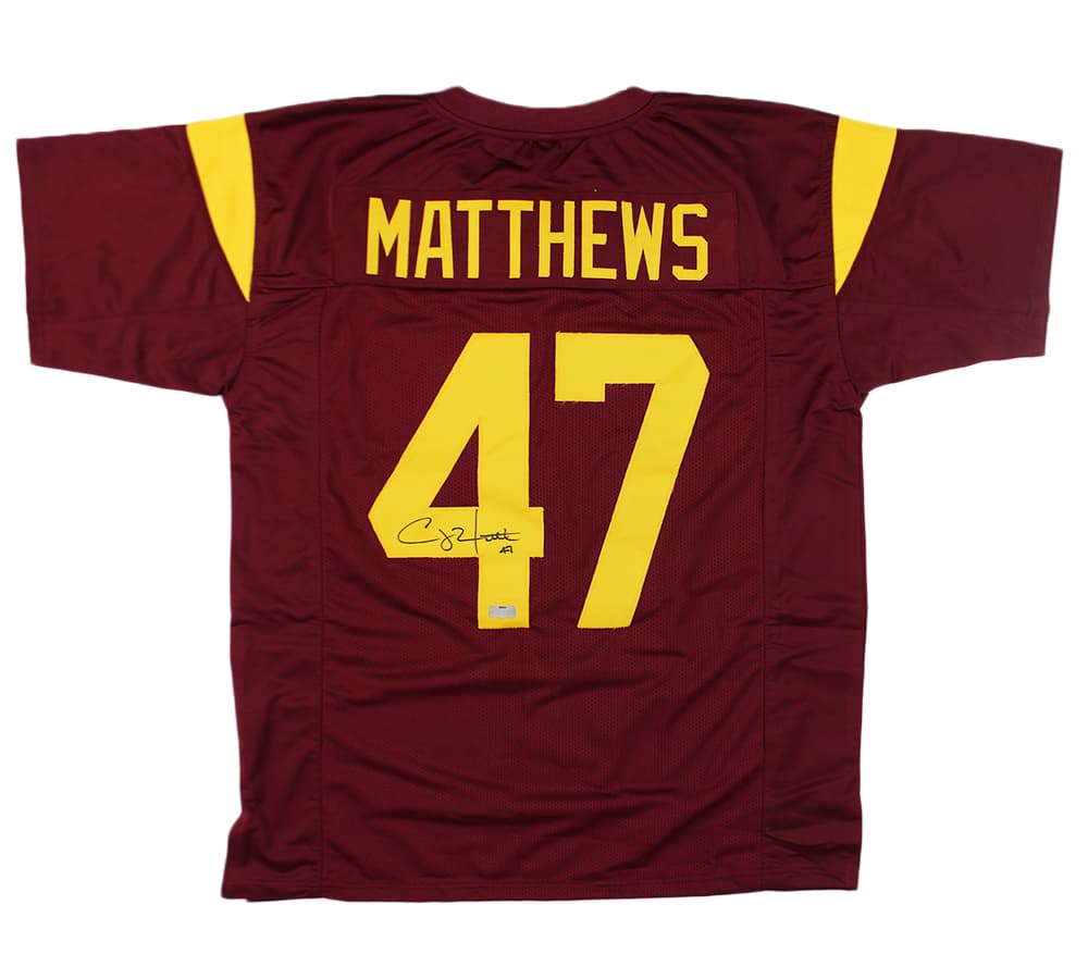 Clay Matthews Signed USC Custom Maroon Jersey Clay Matthews Jersey clay-matthews-usc-maroon, supplier stock photo