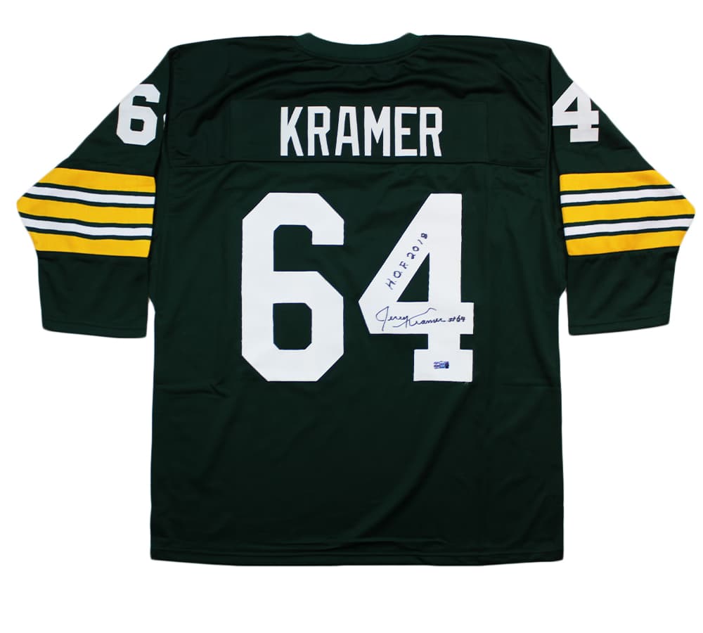 Jerry Kramer Signed Green Bay Custom Green Long Sleeve Jersey with “HOF 2018” Inscription Jerry Kramer Jersey jerry-kramer-green-bay-long-sleeve, supplier stock photo