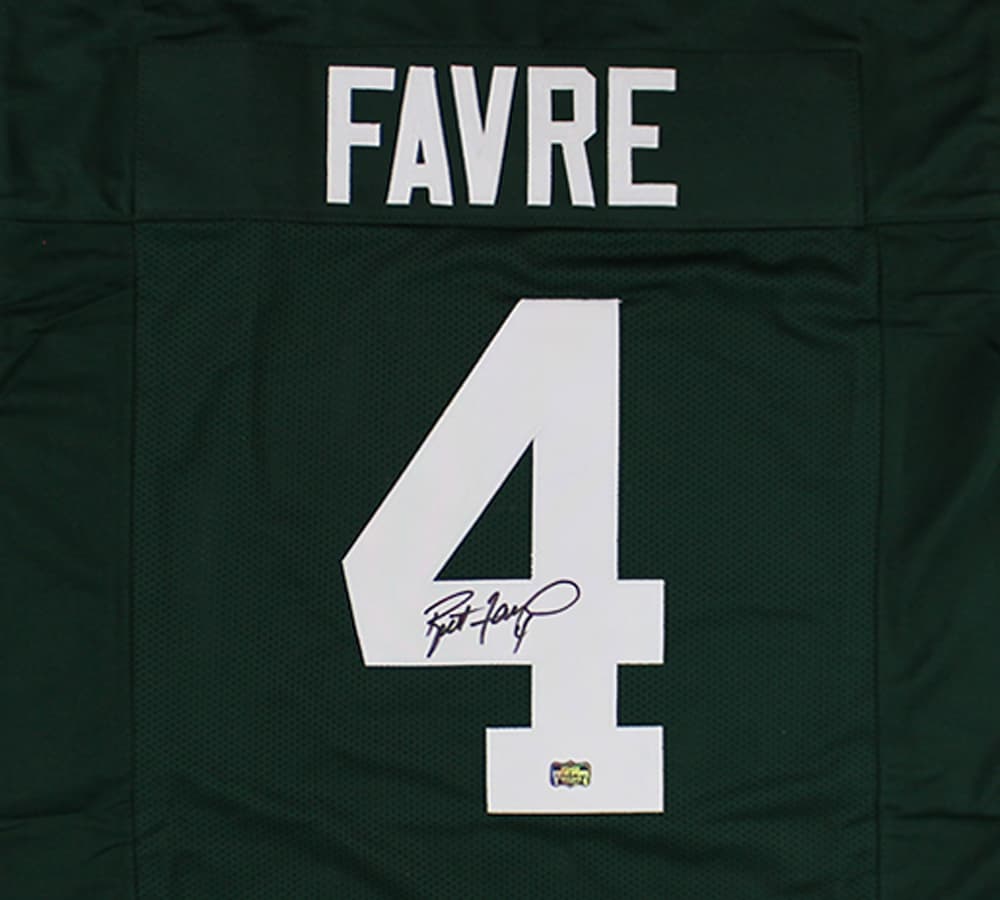 Brett Favre Signed Green Bay Custom Green Jersey Brett Favre Jersey brett-favre-green-bay, Green Bay Packers, view 2, supplier stock photo