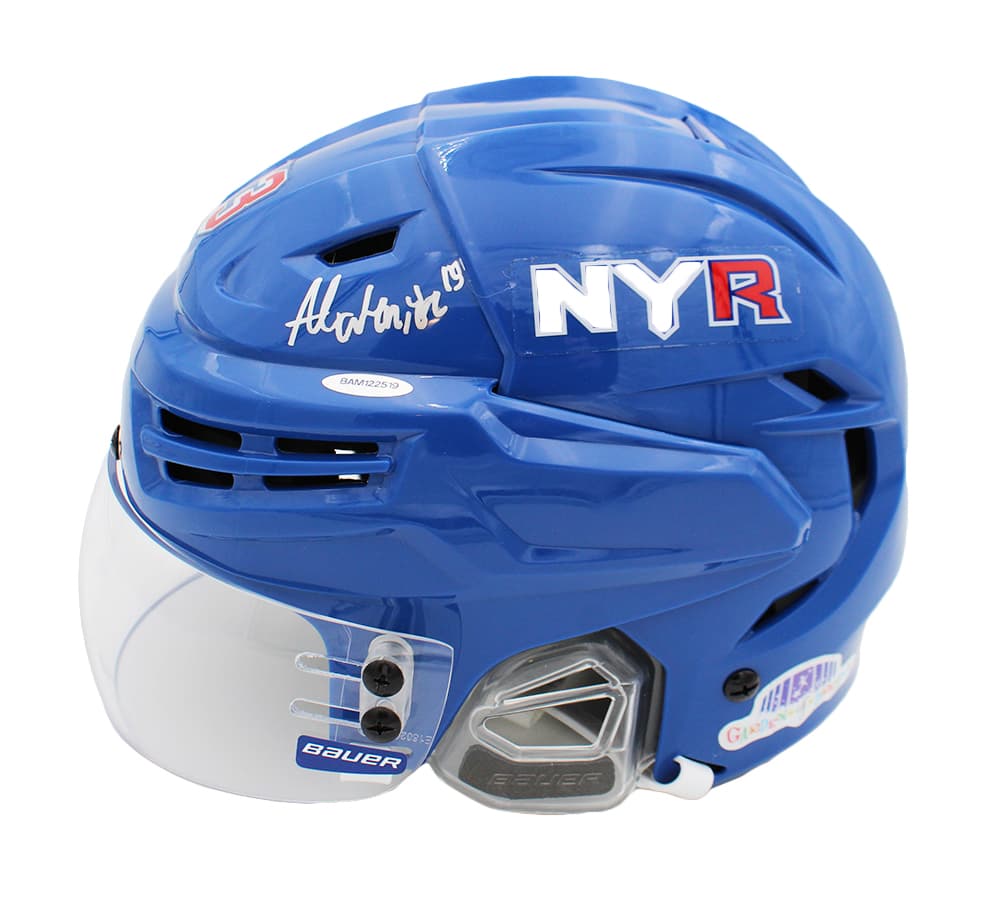 Alexia Lafreniere Signed New York Rangers Authentic Blue NHL Helmet – Upper Deck Authenticated Alexia Lafreniere Helmet alexia-lafreniere-york-rangers-blue-nhl, New York Rangers, supplier stock photo