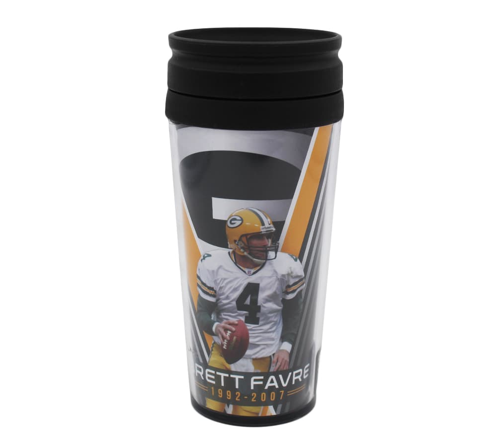 Brett Favre Green Bay Packers Career Highlights Green Tumbler with Lid Brett Favre Other brett-favre-green-bay-packers-career, Green Bay Packers, supplier stock photo