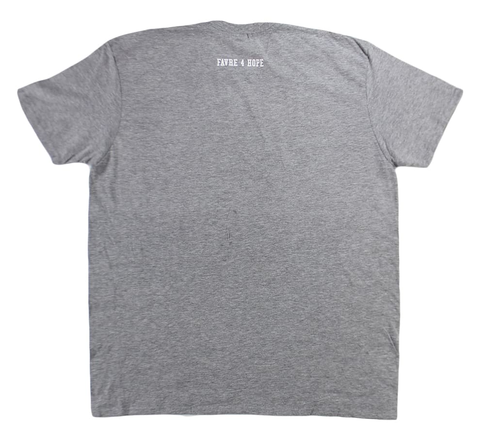 Official Favre4Hope Men’s Grey with Green #4 T-shirt – Small Other favre4hope-mens-grey-green-4-shirt, view 2, supplier stock photo