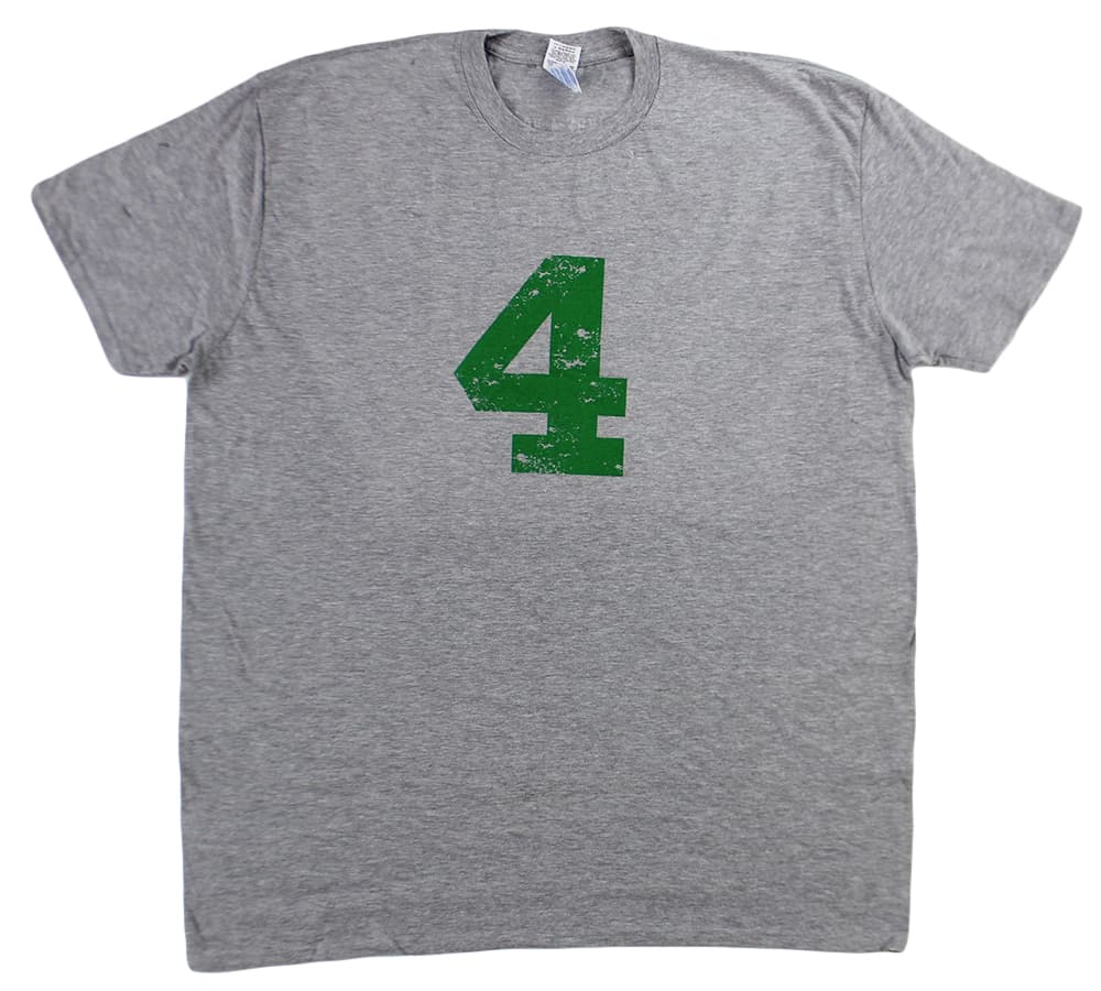Official Favre4Hope Men’s Grey with Green #4 T-shirt – Small Other favre4hope-mens-grey-green-4-shirt, supplier stock photo