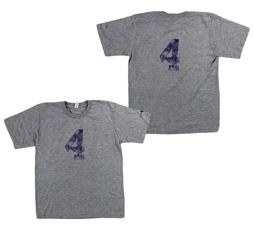 Official Favre4Hope Youth Grey with Purple #4 T-shirt – XS Other favre4hope-youth-grey-purple-4-shirt, supplier stock photo