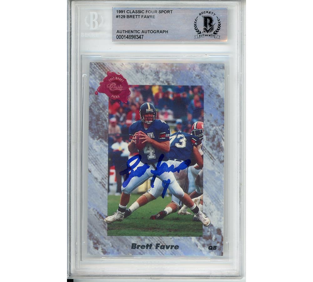 Brett Favre Signed Green Bay Packers 1991 Classic Four Sport Encapsulated Card Brett Favre Card brett-favre-green-bay-packers-1991, Green Bay Packers, supplier stock photo