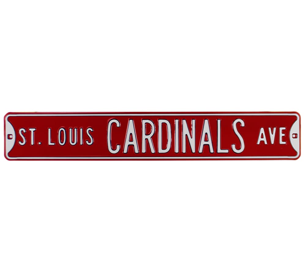 St Louis Cardinals “St Louis Cardinals Avenue” Officially Licensed Authentic Steel 36×6 Red & White MLB Street Sign Card 36x6-st-louis-cardinals-avenue-officially, view 2, supplier stock photo