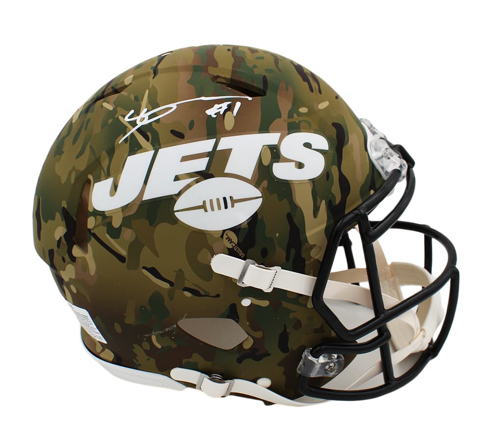 Sauce Gardner Signed New York Jets Speed Authentic Camo NFL Hemet Sauce Gardner Helmet sauce-gardner-york-jets-speed-camo, supplier stock photo