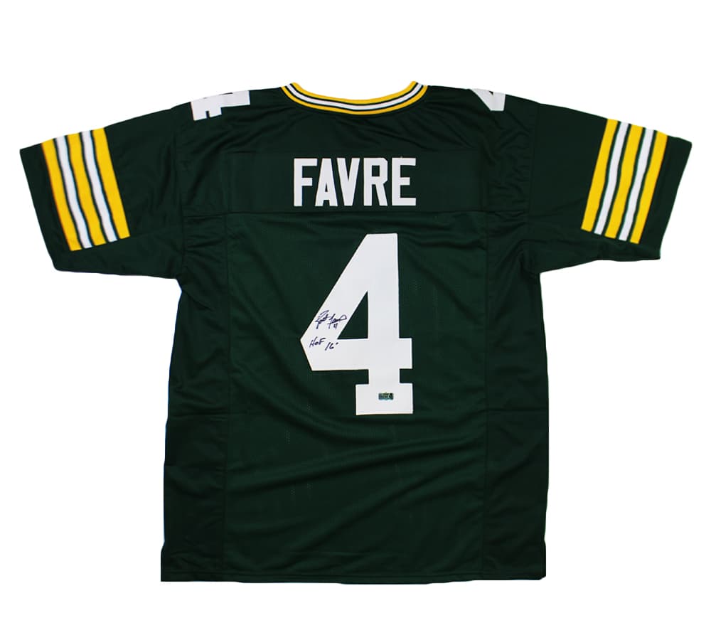 Brett Favre Signed Green Bay Custom Green Jersey With “HOF 16” Inscription Brett Favre Jersey brett-favre-green-bay-hof-16, Green Bay Packers, supplier stock photo