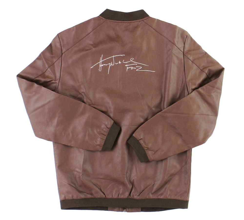 Henry Winkler Signed Happy Days Brown Jacket with “Fonz” Inscription Henry Winkler Other henry-winkler-happy-days-brown-jacket, supplier stock photo