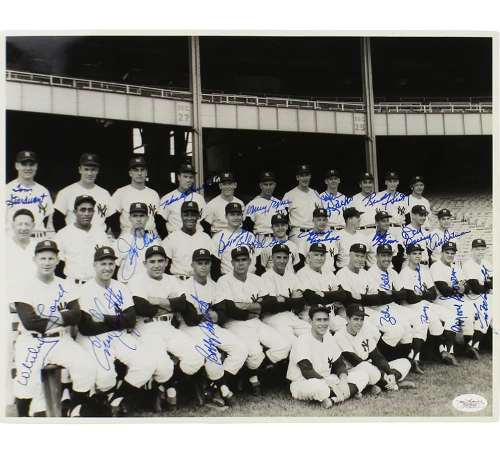 Whitey Ford and Enos Slaughter Signed New York Yankees Unframed 11×14 MLB Photo with 17 Additional Signatures Whitey Ford Photo 11x14-whitey-ford-enos-slaughter-york-yankees, New York Yankees, supplier stock photo