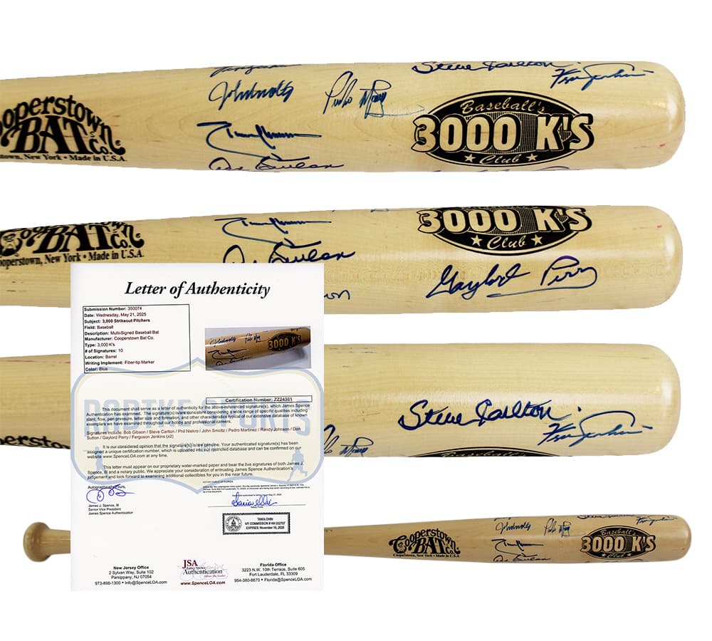 Bob Gibson, Steve Carlton Multi-Signed Cooperstown 3000’s Blonde MLB Bat with 8 Additional Signatures Steve Carlton Bat bob-gibson-steve-carlton-multi-cooperstown, supplier stock photo