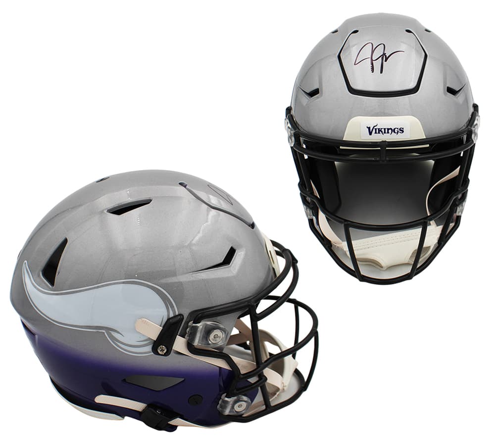 Justin Jefferson Signed Minnesota Vikings Speed Flex Authentic Custom Silver to Purple Fade NFL Helmet Justin Jefferson Helmet justin-jefferson-minnesota-vikings-speed-flex, Minnesota Vikings, supplier stock photo
