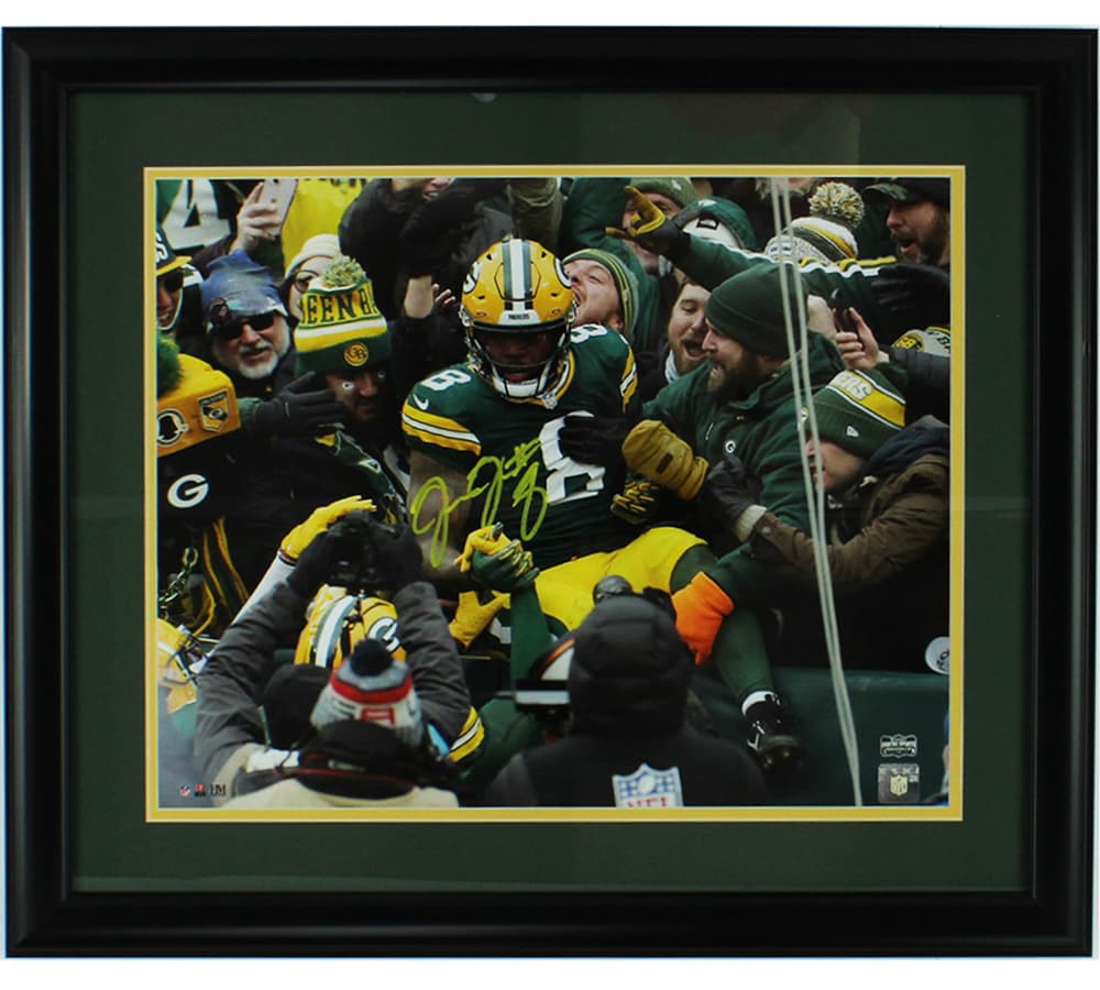 Josh Jacobs Signed Green Bay Packers Framed 16×20 NFL Lambeau Leap Photo Josh Jacobs Photo 16x20-josh-jacobs-green-bay-packers-framed, Green Bay Packers, supplier stock photo