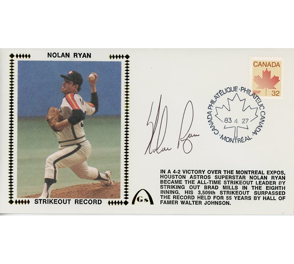 Nolan Ryan Signed Texas Rangers 4-27-83 Strikeout Record Cachet Envelope Nolan Ryan Other nolan-ryan-texas-rangers-4-27, supplier stock photo