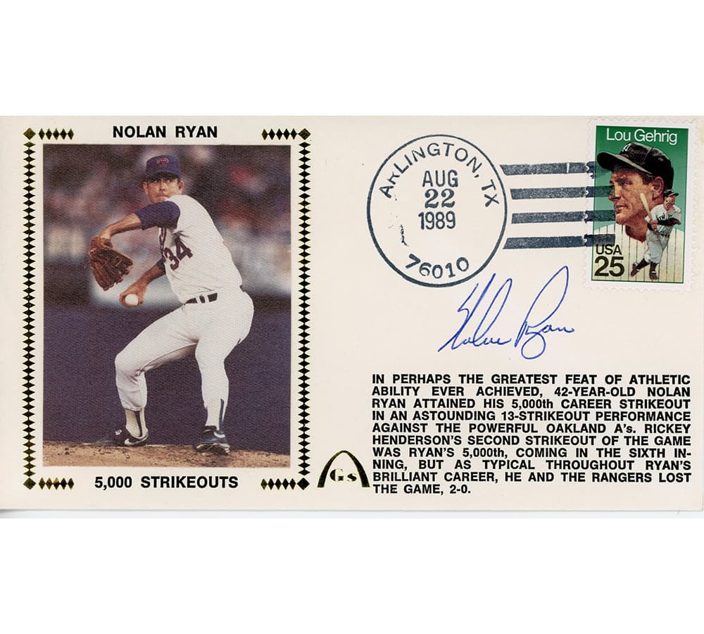 Nolan Ryan Signed Texas Rangers Aug 22,1989 5000 Strikeouts Cachet Envelope Nolan Ryan Other nolan-ryan-texas-rangers-aug-22, supplier stock photo