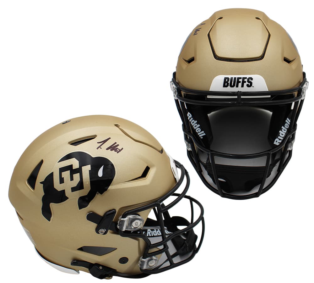 Travis Hunter Signed Colorado Buffaloes Speed Flex Authentic Gold NCAA Helmet Travis Hunter Helmet travis-hunter-colorado-buffaloes-speed-flex, supplier stock photo