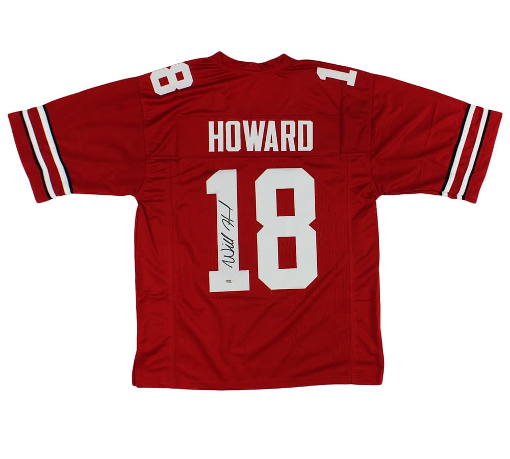 Will Howard Signed Ohio Custom Red Jersey Will Howard Jersey will-howard-ohio-red, supplier stock photo