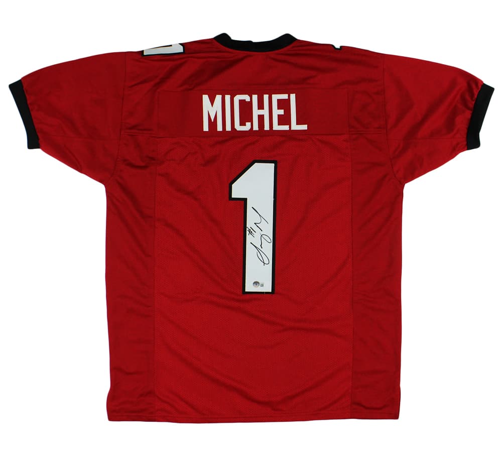 Sony Michel Signed Georgia Red Custom Jersey Sony Michel Jersey sony-michel-georgia-red, supplier stock photo