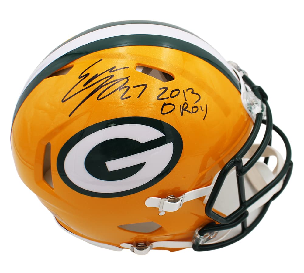 Eddie Lacy Signed Green Bay Packers Speed Authentic NFL Helmet with “2013 OROY” Inscription Eddie Lacy Helmet eddie-lacy-green-bay-packers-speed, Green Bay Packers, supplier stock photo