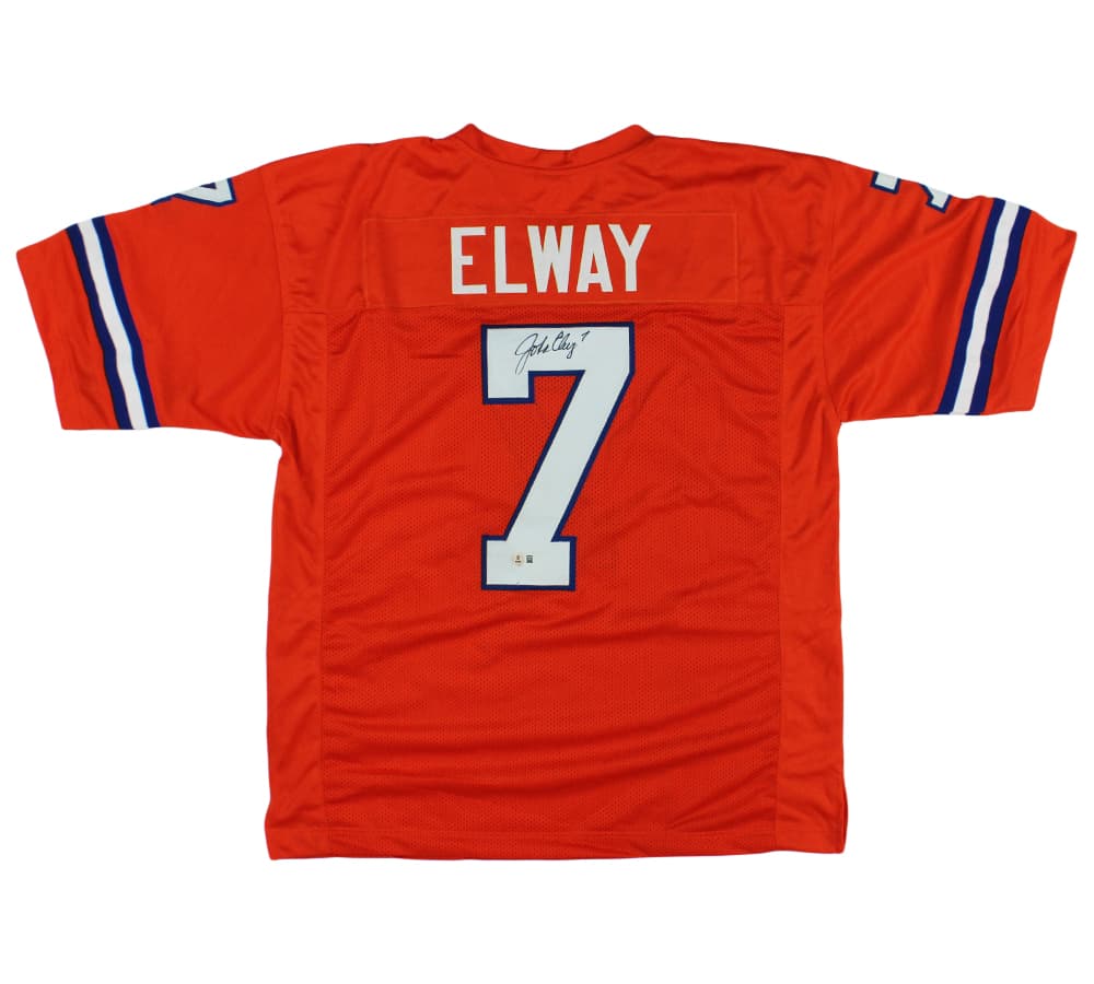 John Elway Signed Denver Custom Orange Jersey John Elway Jersey john-elway-denver-orange, supplier stock photo