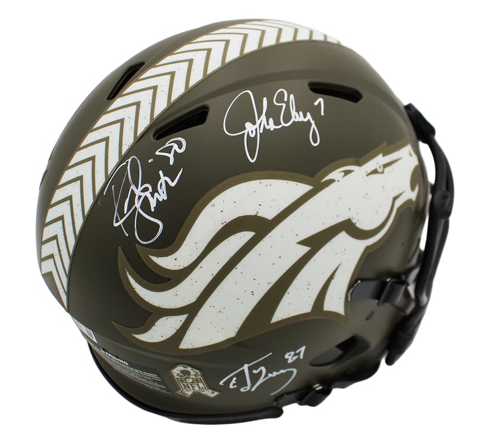 John Elway, Rod Smith, Ed McCaffrey Signed Denver Broncos Speed Authentic Salute to Service NFL Helmet John Elway Helmet john-elway-rod-smith-ed-mccaffrey, Denver Broncos, supplier stock photo