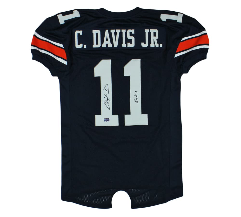 Chris Davis Jr. Signed Auburn Custom Blue Jersey With “Kick Six” Inscription Chris Davis Jr. Jersey chris-davis-jr-auburn-blue-kick, supplier stock photo