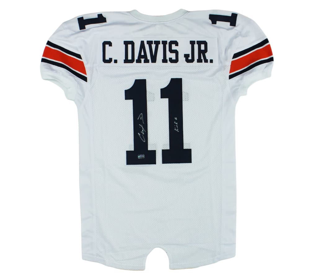 Chris Davis Jr. Signed Auburn Custom White Jersey With “Kick Six” Inscription Chris Davis Jr. Jersey chris-davis-jr-auburn-white-kick, supplier stock photo