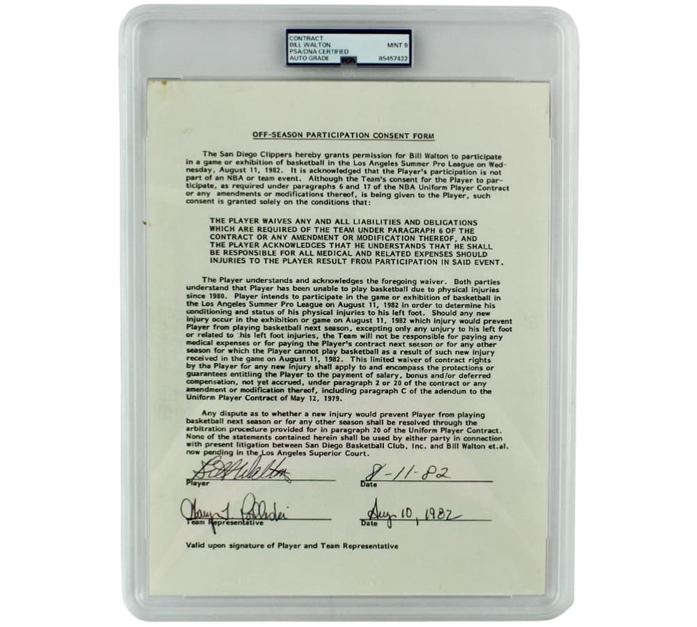 Bill Walton Signed 8.5×11 Mint 9 Graded Encapsulated Consent Form Bill Walton Other bill-walton-8-5-11-mint, supplier stock photo