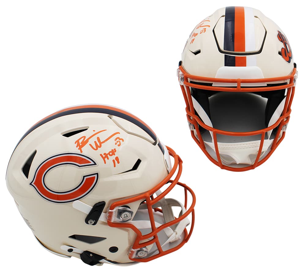 Brian Urlacher Signed Chicago Bears Speed Flex Authentic Retro NFL Helmet with “HOF 18” Inscription Brian Urlacher Helmet brian-urlacher-chicago-bears-speed-flex, Chicago Bears, supplier stock photo