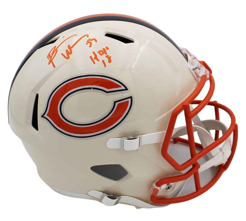 Brian Urlacher Signed Chicago Bears Speed Full Size Retro NFL Helmet with “HOF 18” Inscription Brian Urlacher Helmet brian-urlacher-chicago-bears-speed-full, Chicago Bears, supplier stock photo