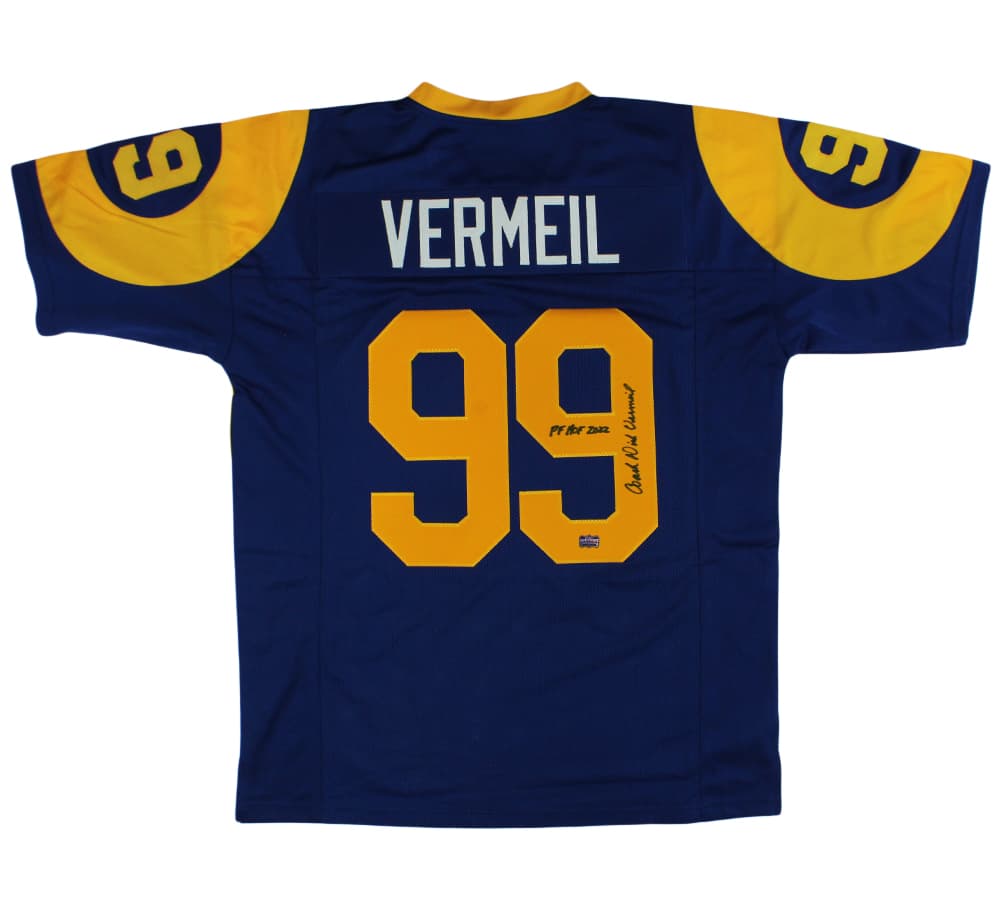 Dick Vermeil Signed Los Angeles Custom Blue Jersey with “HOF 2022” Inscription Dick Vermeil Jersey dick-vermeil-los-angeles-blue-hof, supplier stock photo