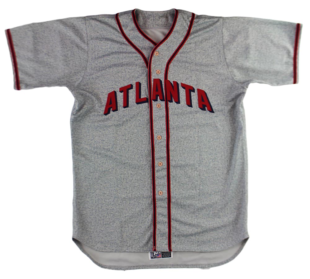 Evan Gattis Signed Game Used Atlanta Braves Gray Jersey with “El Oso Blanco” & “Negro League Game Used” Inscription Jersey evan-gattis-game-used-atlanta-braves, Atlanta Braves, view 4, supplier stock photo