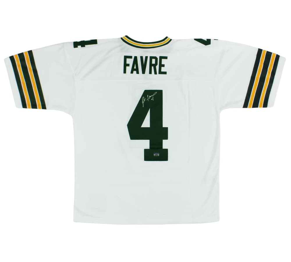 Brett Favre Signed Green Bay Packers Mitchell & Ness Legacy White NFL X-Large Jersey Brett Favre Jersey brett-favre-green-bay-packers-mitchell, Green Bay Packers, supplier stock photo
