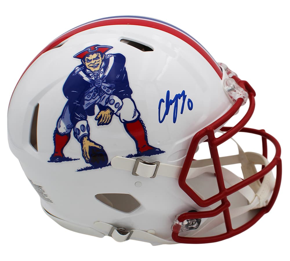 Christian Gonzalez Signed New England Patriots Speed Authentic Throwback 90-92 NFL Helmet Christian Gonzalez Helmet christian-gonzalez-england-patriots-speed, New England Patriots, supplier stock photo