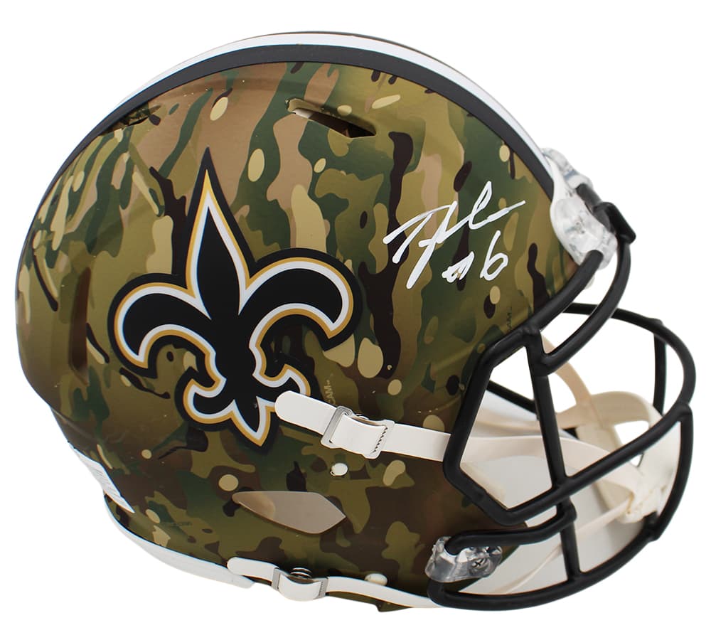 Tyler Shough Signed New Orleans Saints Speed Authentic Camo NFL Helmet Tyler Shough Helmet tyler-shough-orleans-saints-speed-camo, supplier stock photo