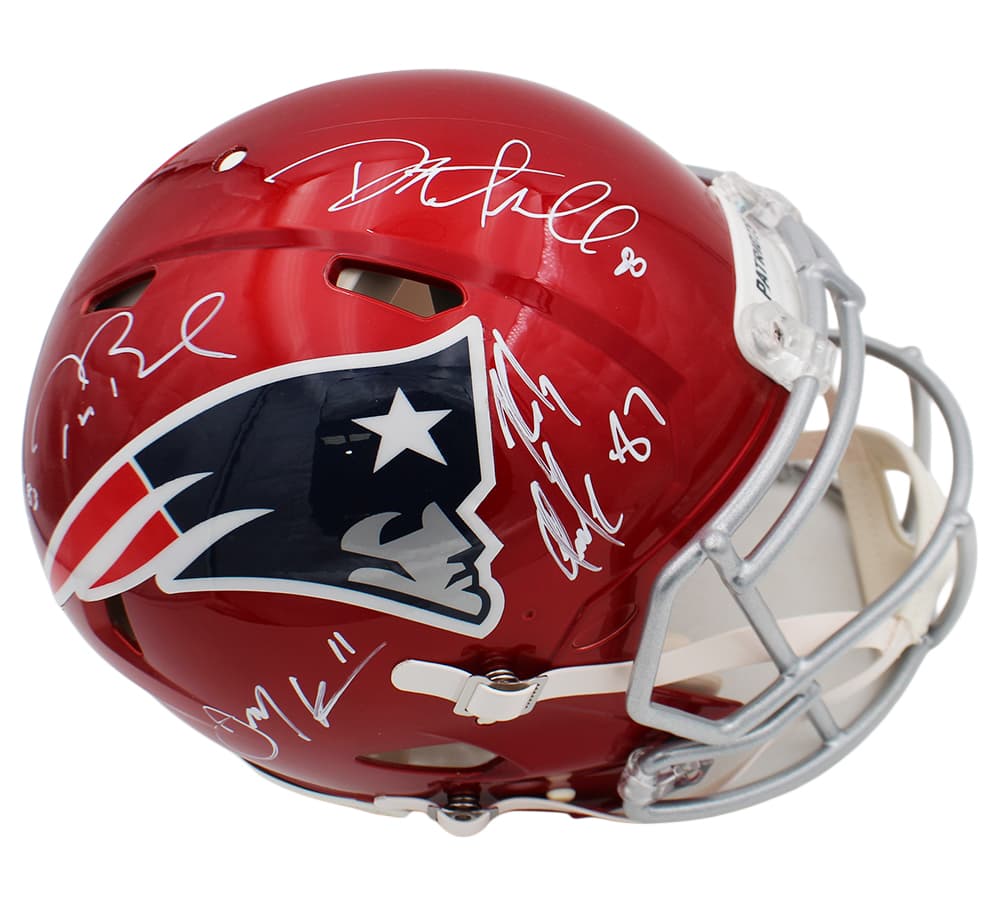 Multi-Signed New England Patriots Speed Authentic Flash NFL Helmet with 5 signature including Tom Brady & Rob Gronkowski Tom Brady Helmet multi-england-patriots-speed-flash-nfl, New England Patriots, supplier stock photo