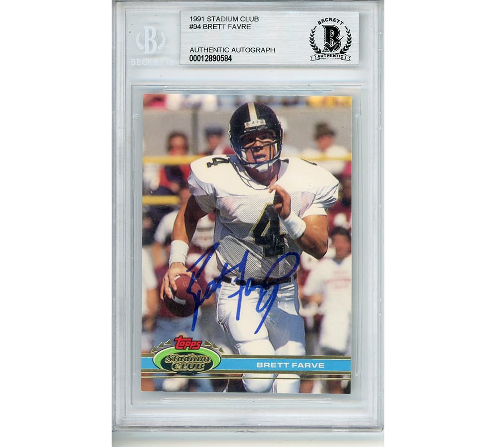 Brett Favre Signed Atlanta Falcons 1991 Stadium Club #94 Encapsulated Card Brett Favre Card brett-favre-atlanta-falcons-1991-stadium, Green Bay Packers, supplier stock photo