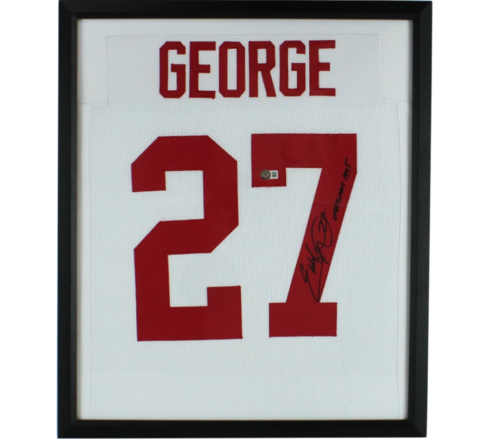 Eddie George Signed Framed Ohio White Jersey Eddie George Jersey eddie-george-framed-ohio-white, supplier stock photo