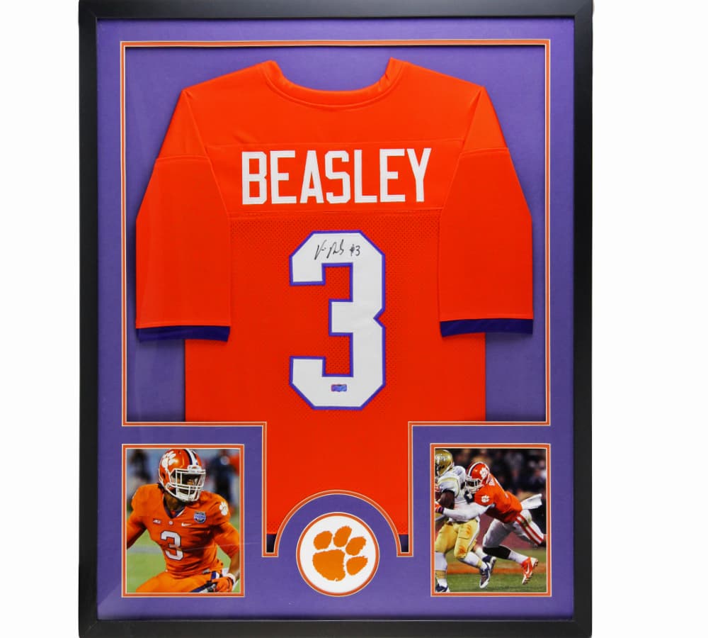 Vic Beasley Signed Clemson Tigers Large Framed Custom Orange Jersey with Paw Print Matte Jersey vic-beasley-clemson-tigers-large-framed, Clemson Tigers, supplier stock photo