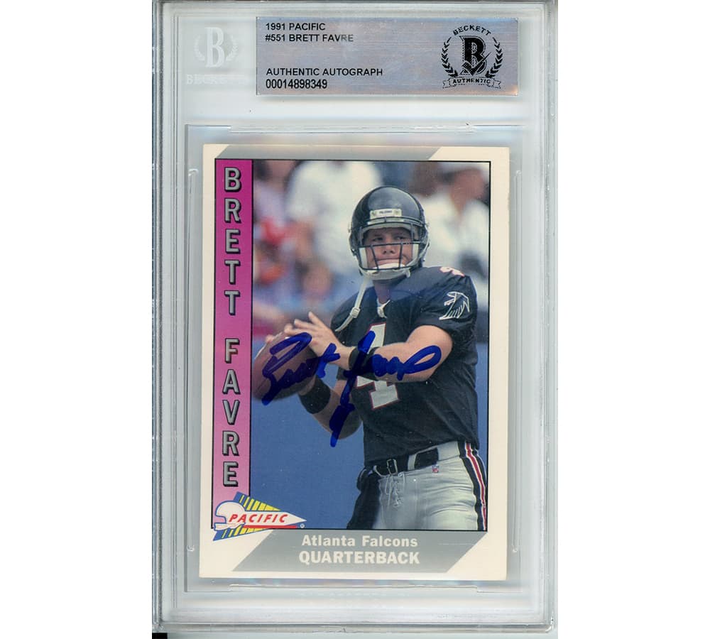 Brett Favre Signed Atlanta Falcons 1991 Pacific #551 Encapsulated Card Brett Favre Card brett-favre-atlanta-falcons-1991-pacific, Green Bay Packers, supplier stock photo