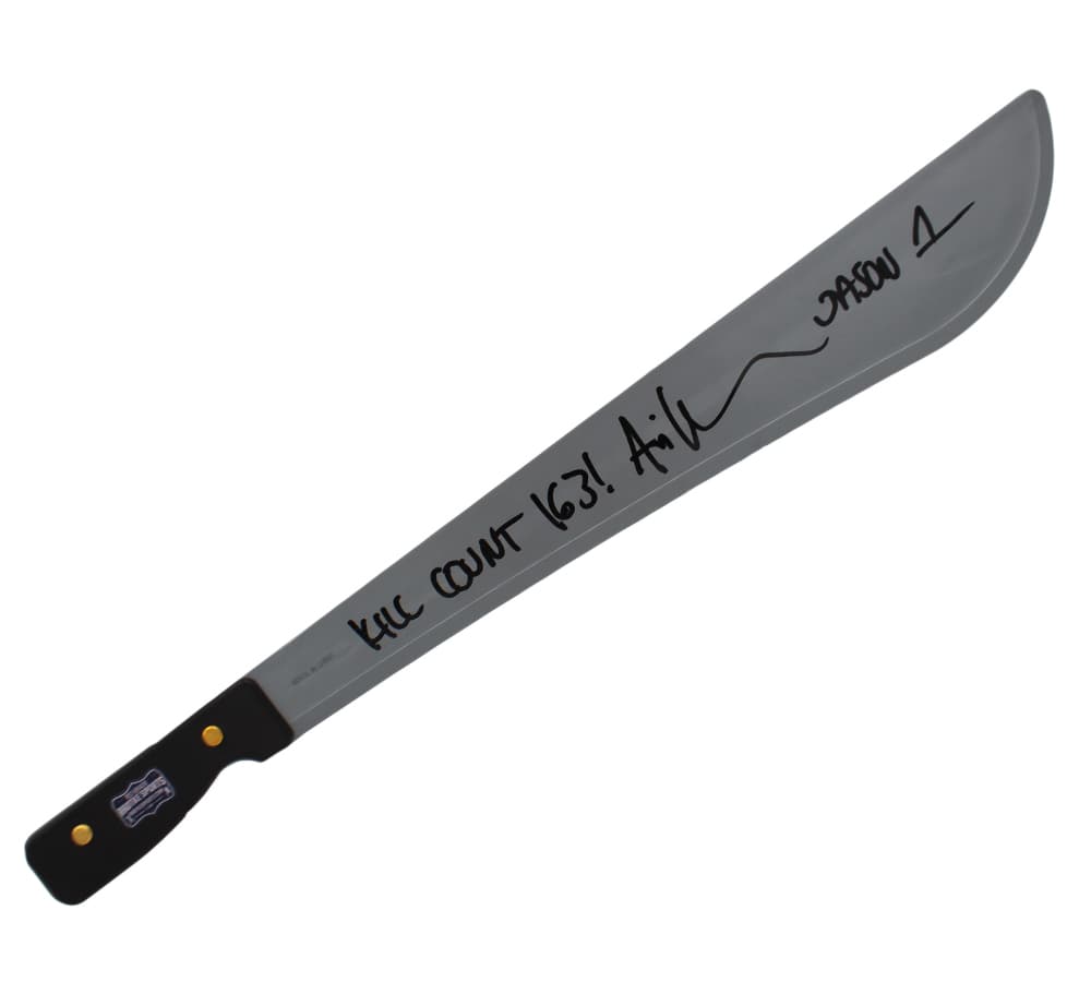 Ari Lehman Signed Friday the 13th Silver Plastic Machete with “Jason 1 & Kill Count 163” Inscription Ari Lehman Other ari-lehman-friday-13th-silver-plastic, supplier stock photo