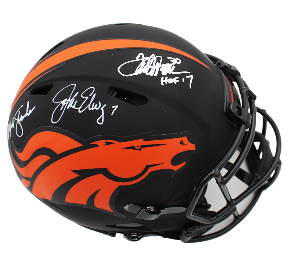Terrell Davis, John Elway, Mike Shanahan Signed Denver Broncos Speed Authentic Eclipse NFL Helmet with “HOF 17” Inscription Terrell Davis Helmet terrell-davis-john-elway-mike-shanahan, Denver Broncos, supplier stock photo