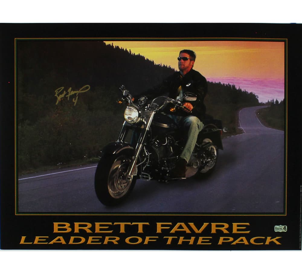 Brett Favre Signed Green Bay Packers Unframed 18×23 NFL Leader of the Pack Motorcycle Photo Brett Favre Photo 18x23-brett-favre-green-bay-packers-unframed, Green Bay Packers, supplier stock photo