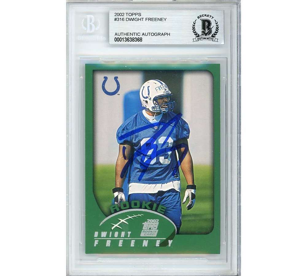 Dwight Freeney Signed Indianapolis Colts 2002 Topps #316 Encapsulated Card Dwight Freeney Card dwight-freeney-indianapolis-colts-2002-topps, supplier stock photo
