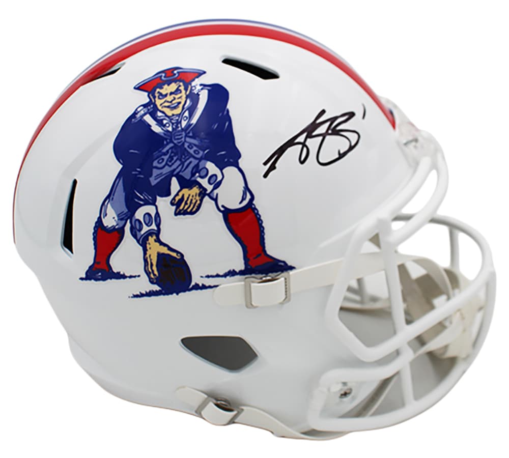 AJ Brown Signed New England Patriots Speed Full Size Throwback 1982-1989 NFL Helmet AJ Brown Helmet aj-brown-england-patriots-speed-full, New England Patriots, supplier stock photo